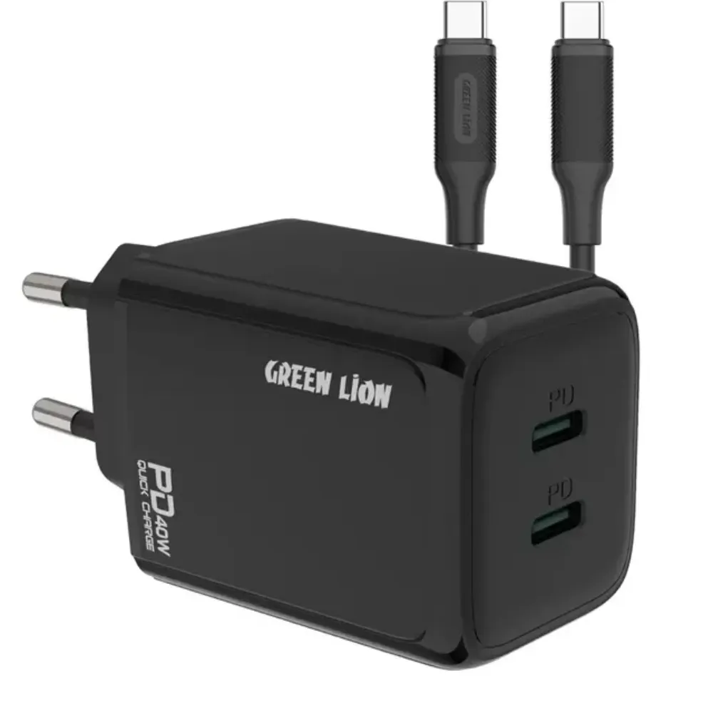 Green Lion 40W PD USB-C auf USB-C Kabel 1m - Schwarz