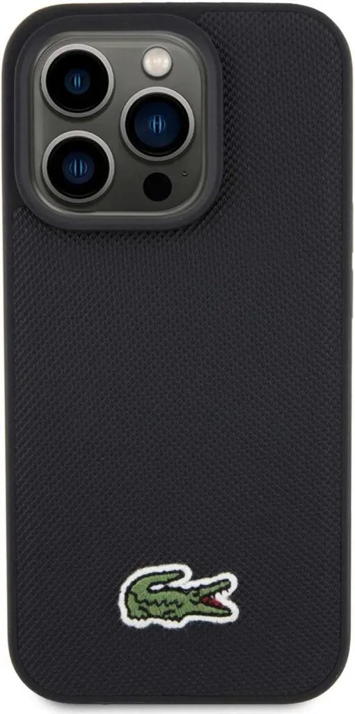 Lacoste HC Magsafe Iconic Petit Pique PU Woven Logo for iPhone 15 Pro -Black