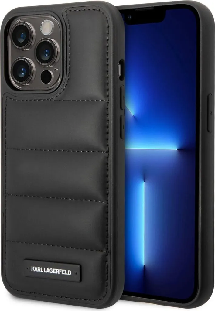 Karl Lagerfeld Nylon Puffy Hülle für iPhone 15 Pro -Schwarz