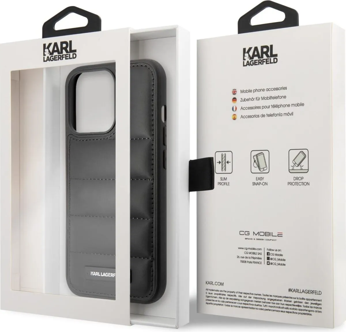Karl Lagerfeld Nylon Puffy Hülle für iPhone 15 Pro -Schwarz
