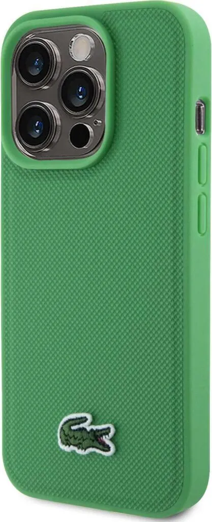 Lacoste HC Magsafe Iconic Petit Pique PU Woven Logo for iPhone 15 Pro -Green