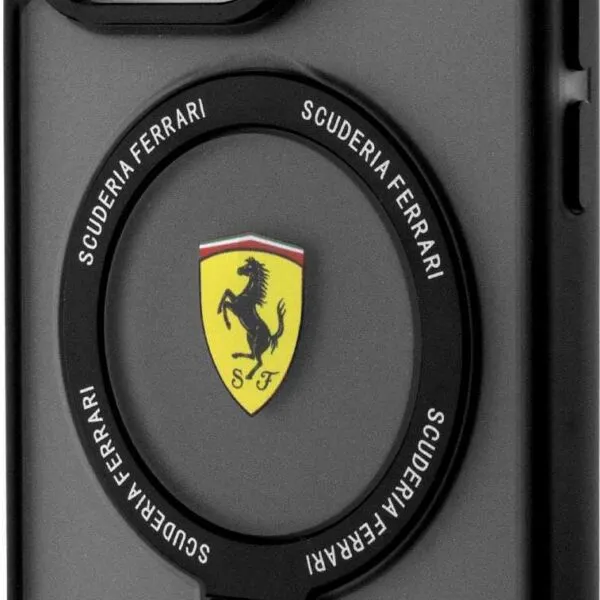 Ferrari Magsafe Ring Stand Case for iPhone 15 Pro - Black