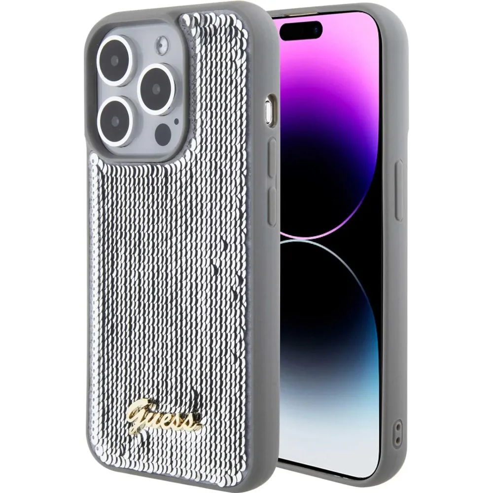 Guess Sequin Hülle für Apple iPhone 15 Pro Max - Silber