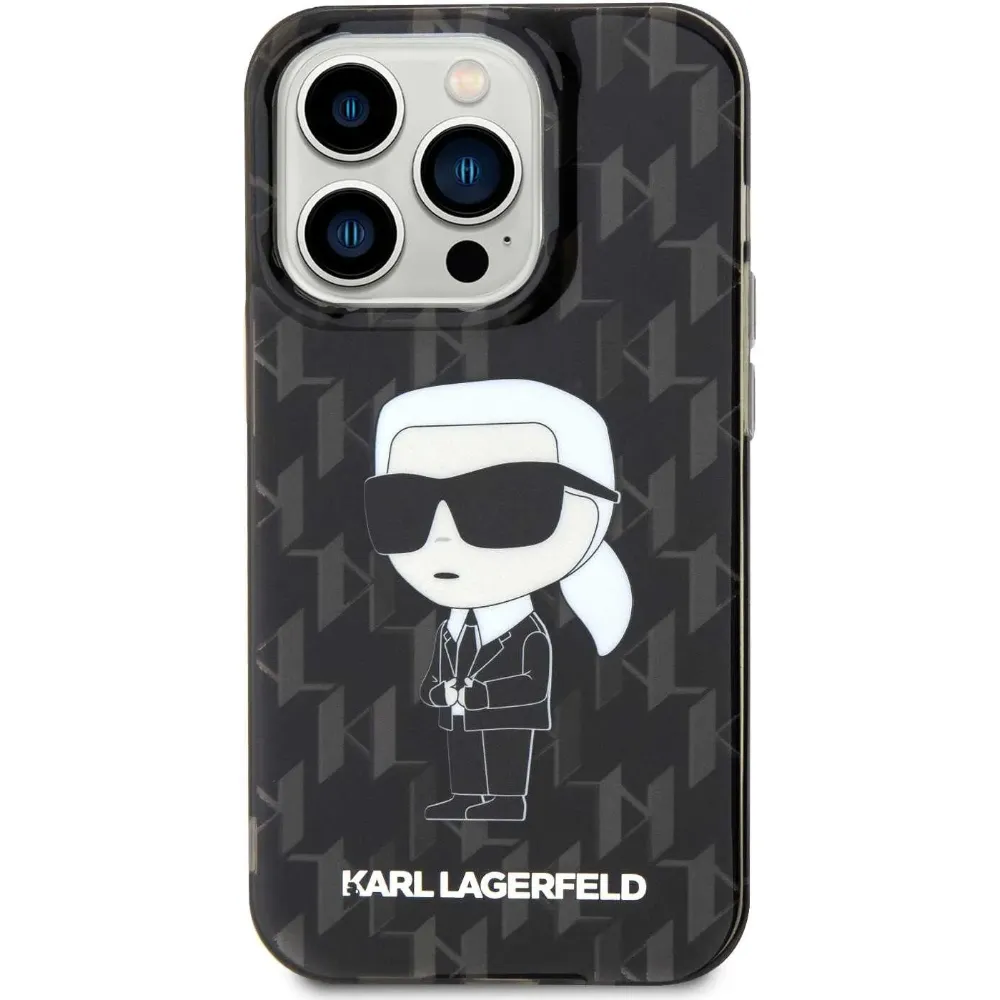 Karl Lagerfeld Monogram Hülle für Apple iPhone 15 Pro Max - Schwarz