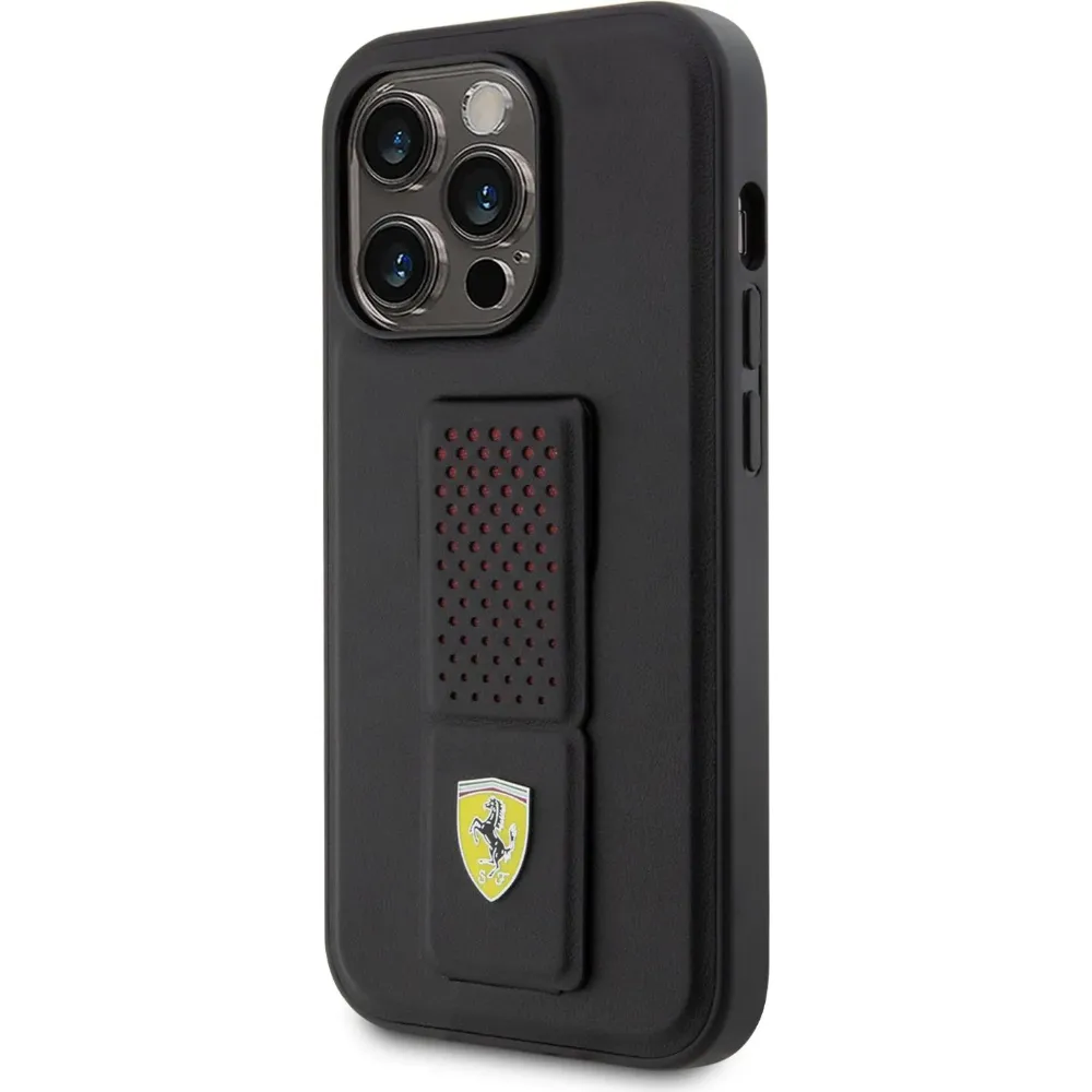 Ferrari Gripstand Hülle für Apple iPhone 15 Pro Max - Schwarz