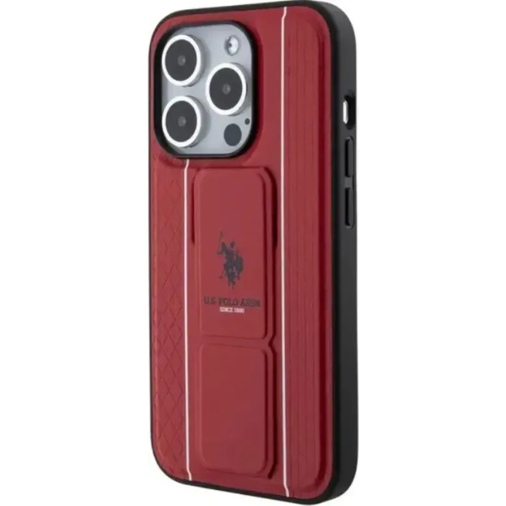 US Polo Lederhülle für Apple iPhone 15 Pro Max - Rot