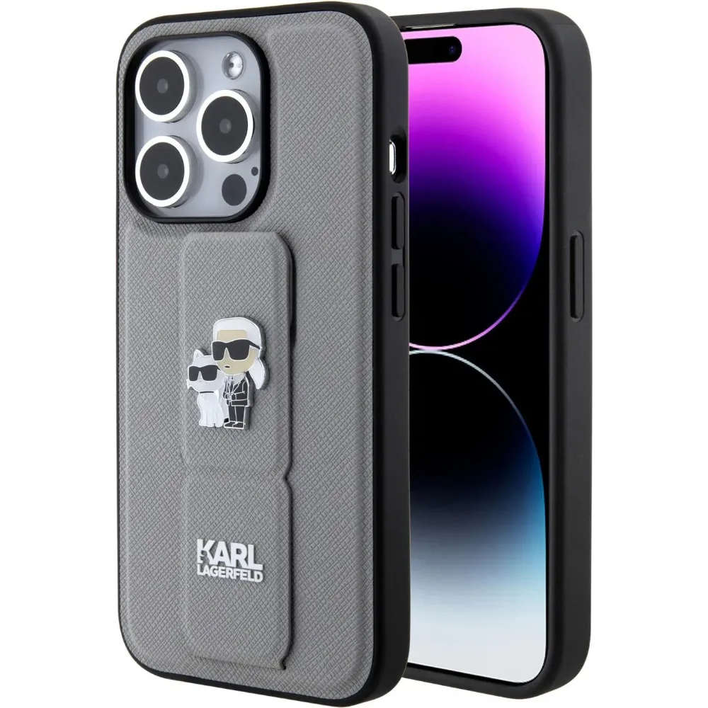 Karl Lagerfeld Leder Grip Hülle für Apple iPhone 15 Pro Max