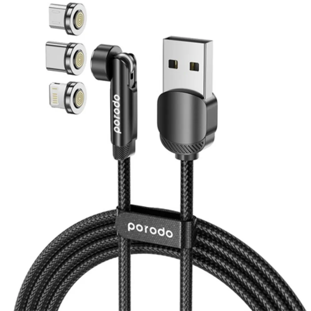 Porodo 3in1 TPE Kabel mit drehbarem Kopf
