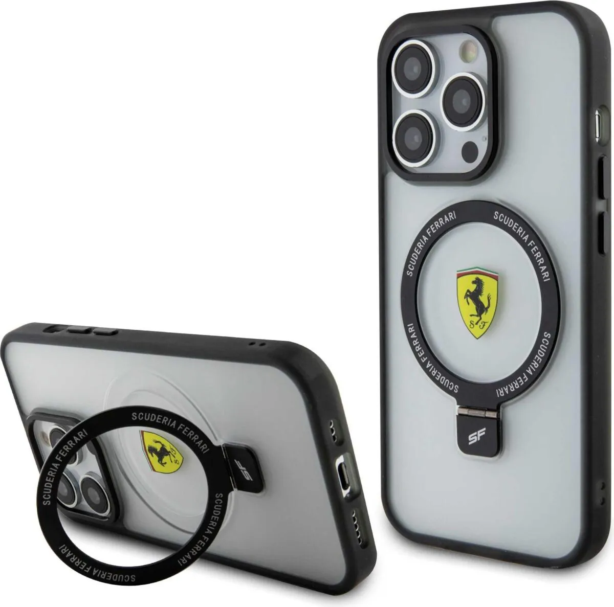 Ferrari Magsafe Ring Stand Case for iPhone 15 Promax - Transparent