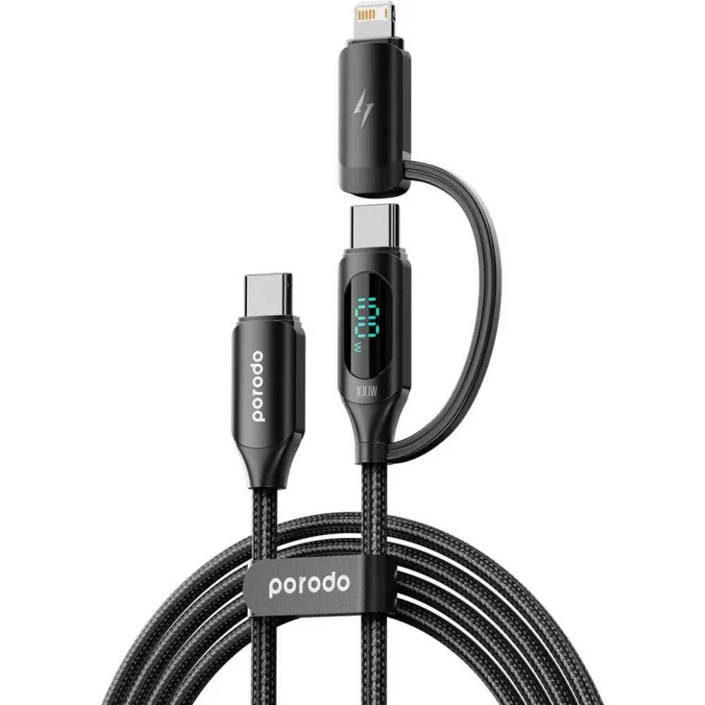 Porodo 2in1 Digital-Display Schnelllade Kabel