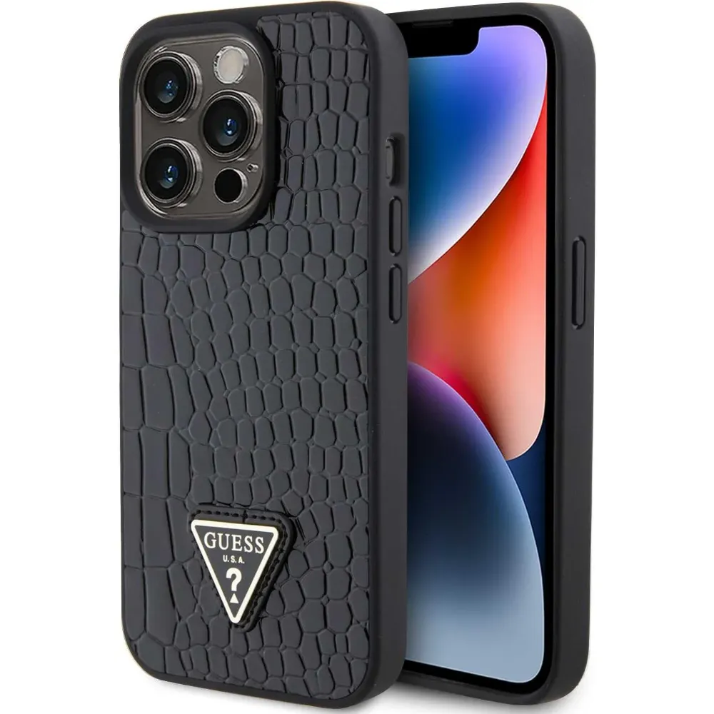 Guess Croco Hülle für Apple iPhone 15 Pro - Schwarz