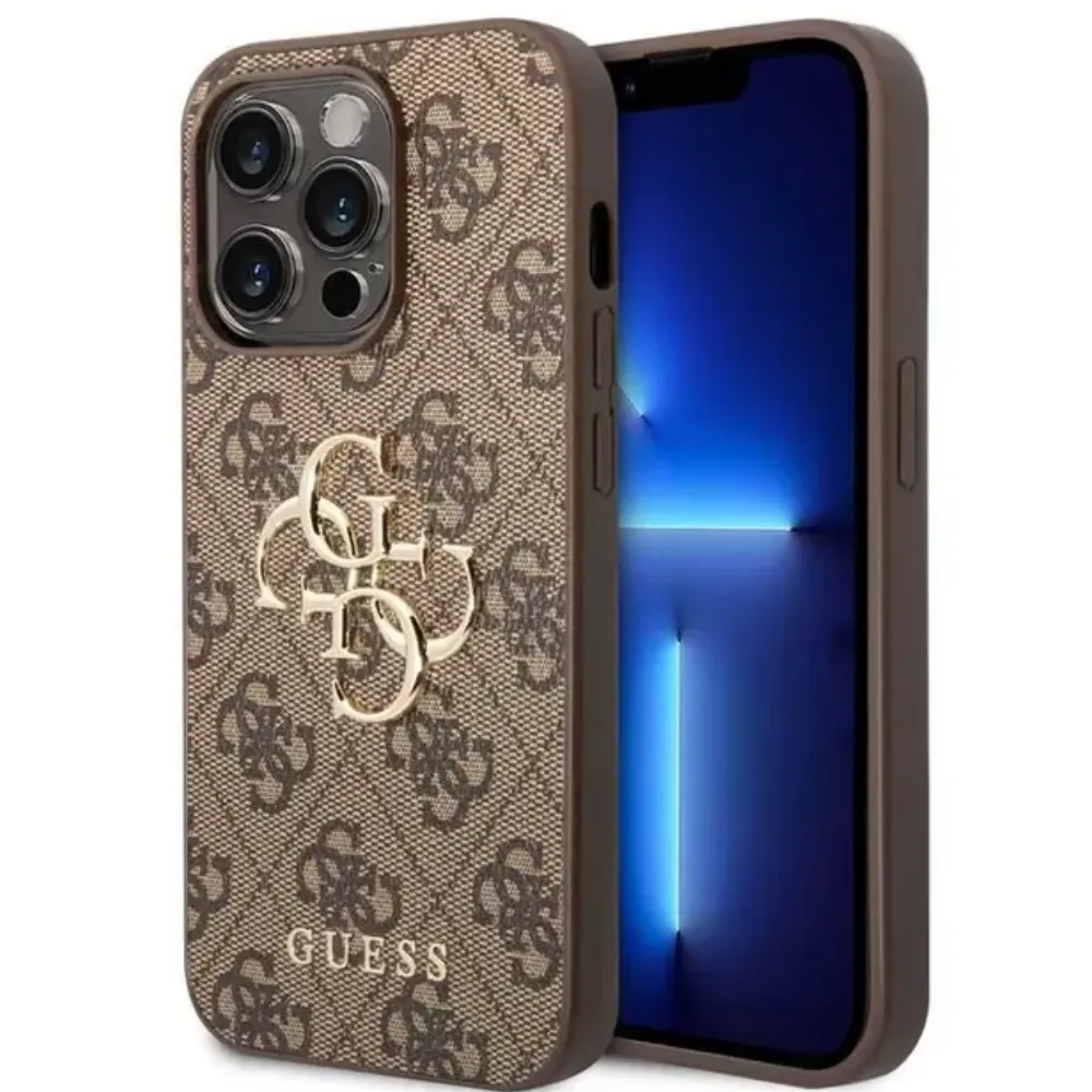 Guess Lederhülle für Apple iPhone 15 Pro - Braun