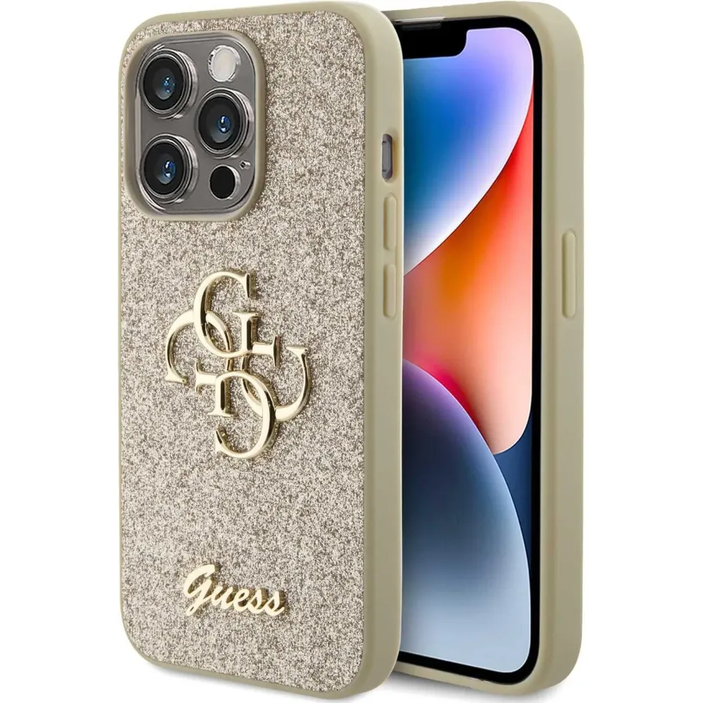 Guess Glitter Hülle für Apple iPhone 15 Pro - Gold