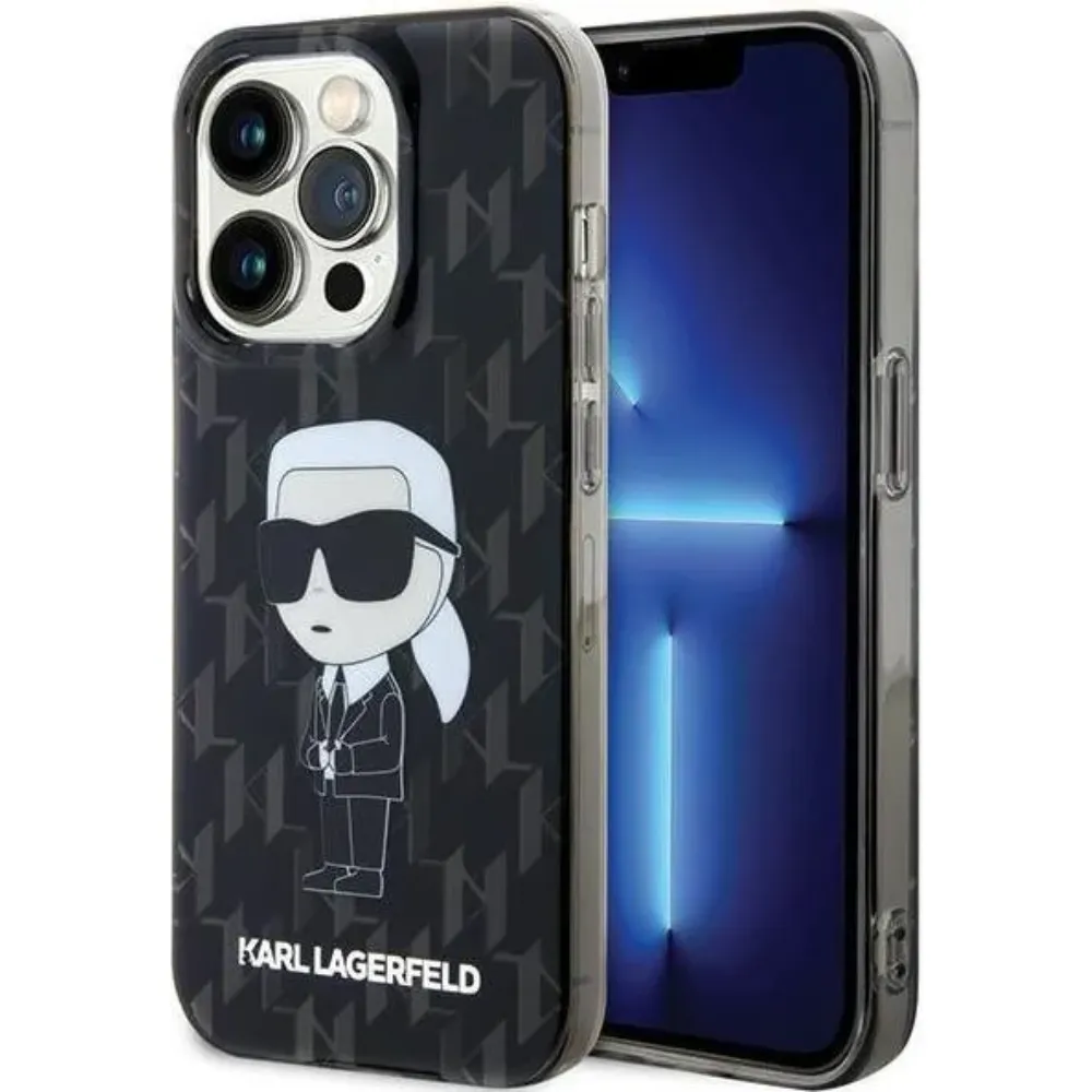 Karl Lagerfeld Monogram Hülle für Apple iPhone 15 Pro - Schwarz