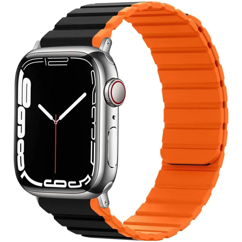 Green Lion Magnetisches Uhrenarmband für Watch 44/45/49MM - Schwarz/Orange