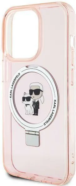Karl Lagerfeld Magsafe Ringstand Case with Karl & Choupette Heads for iPhone 15 Pro