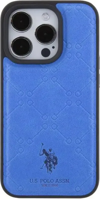 U.S. Polo Assn. PU Leather HS Pattern Case for iPhone 15 Pro Max - Blue