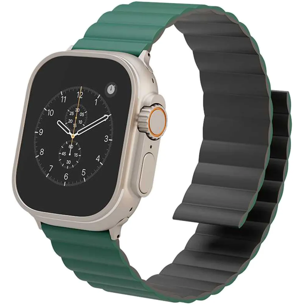 Levelo Cosmo Magnet Silikonarmband für Watch 45/44/42mm - Schwarz/Grün