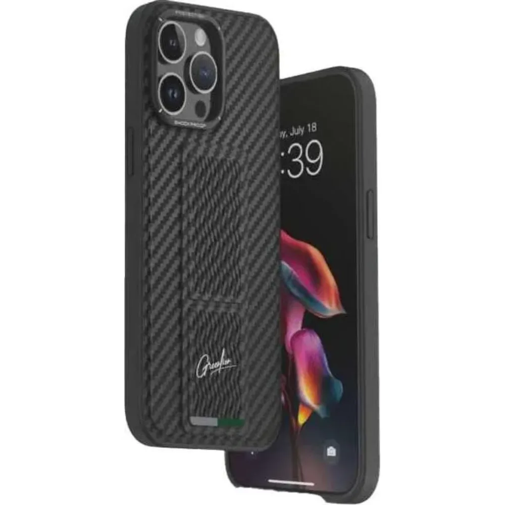 Green Lion GripX Hülle für Apple iPhone 15 Pro - Mattes Carbonleder