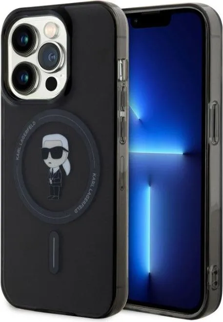 Karl Lagerfeld Magsafe IML IKonIK Case for iPhone 15 Pro -Black
