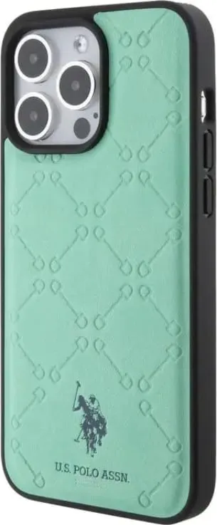U.S.Polo Assn. PU Leather HS Pattern Case for iPhone 15 Pro Max - Green
