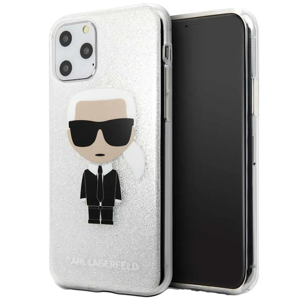 Karl Lagerfeld Glitzer Hardcase für Apple iPhone 11 Pro Max - Silber