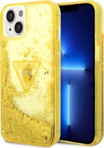 Guess Liquid Glitter Triangle Hard Case For iPhone 14 Plus (6.7) - Translucent Yellow
