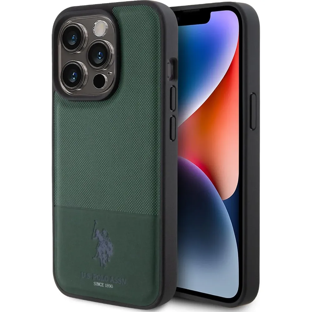 US Polo Netzmuster Hülle für Apple iPhone 15 Pro - Grün