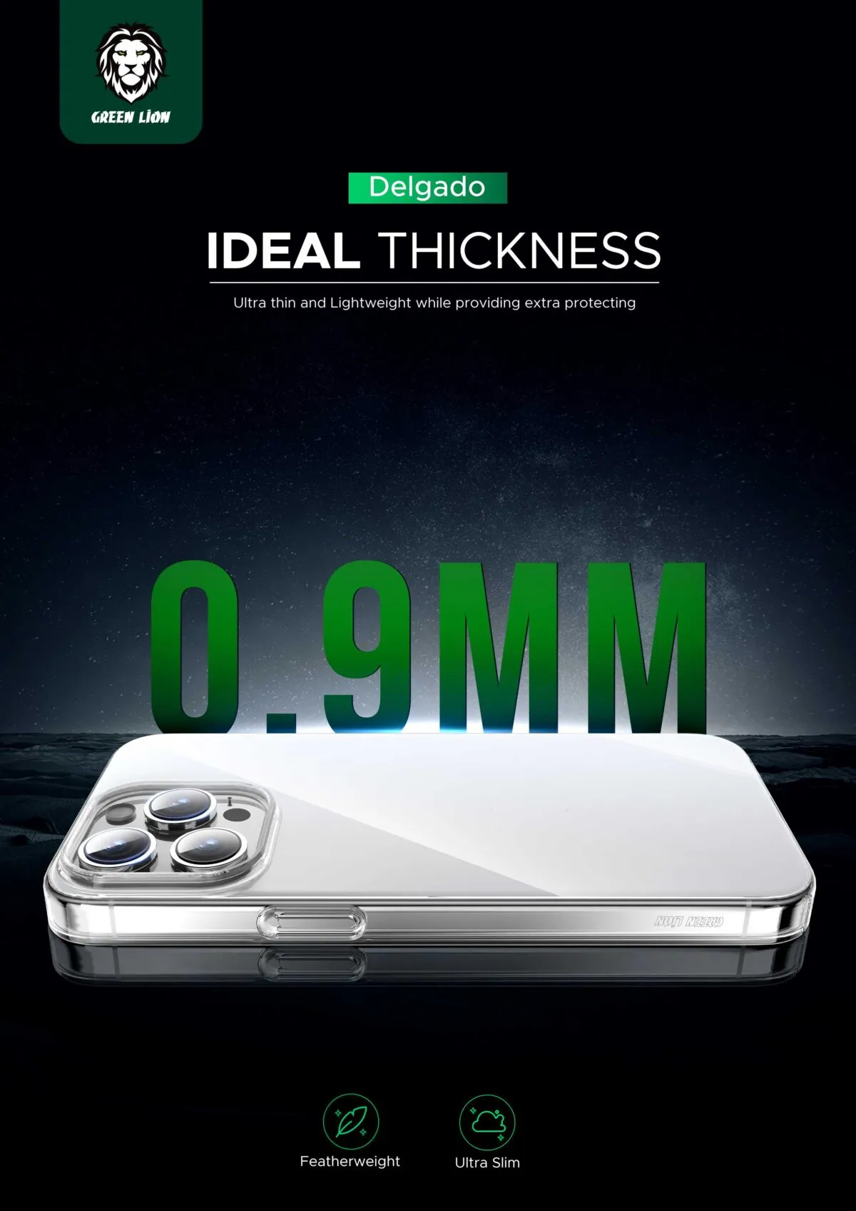 Green Lion Delgado PC Case for iPhone 15 Pro Max - Clear