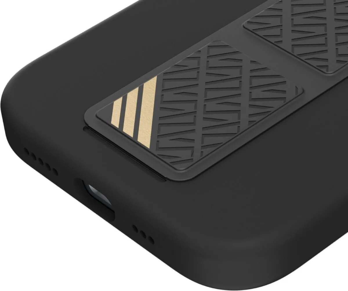 Levelo Morphix Silicone Case With Leather Grip For iPhone 15 - Black