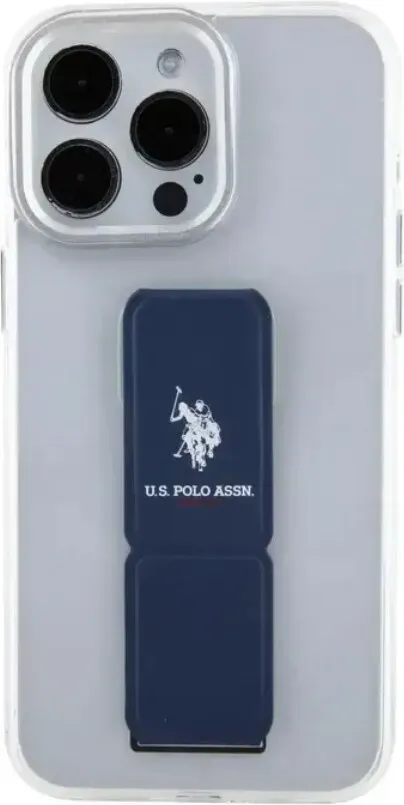 U.S. Polo Assn. Clear Case with Leather Gripstand for iPhone 15 Pro Max - Clear
