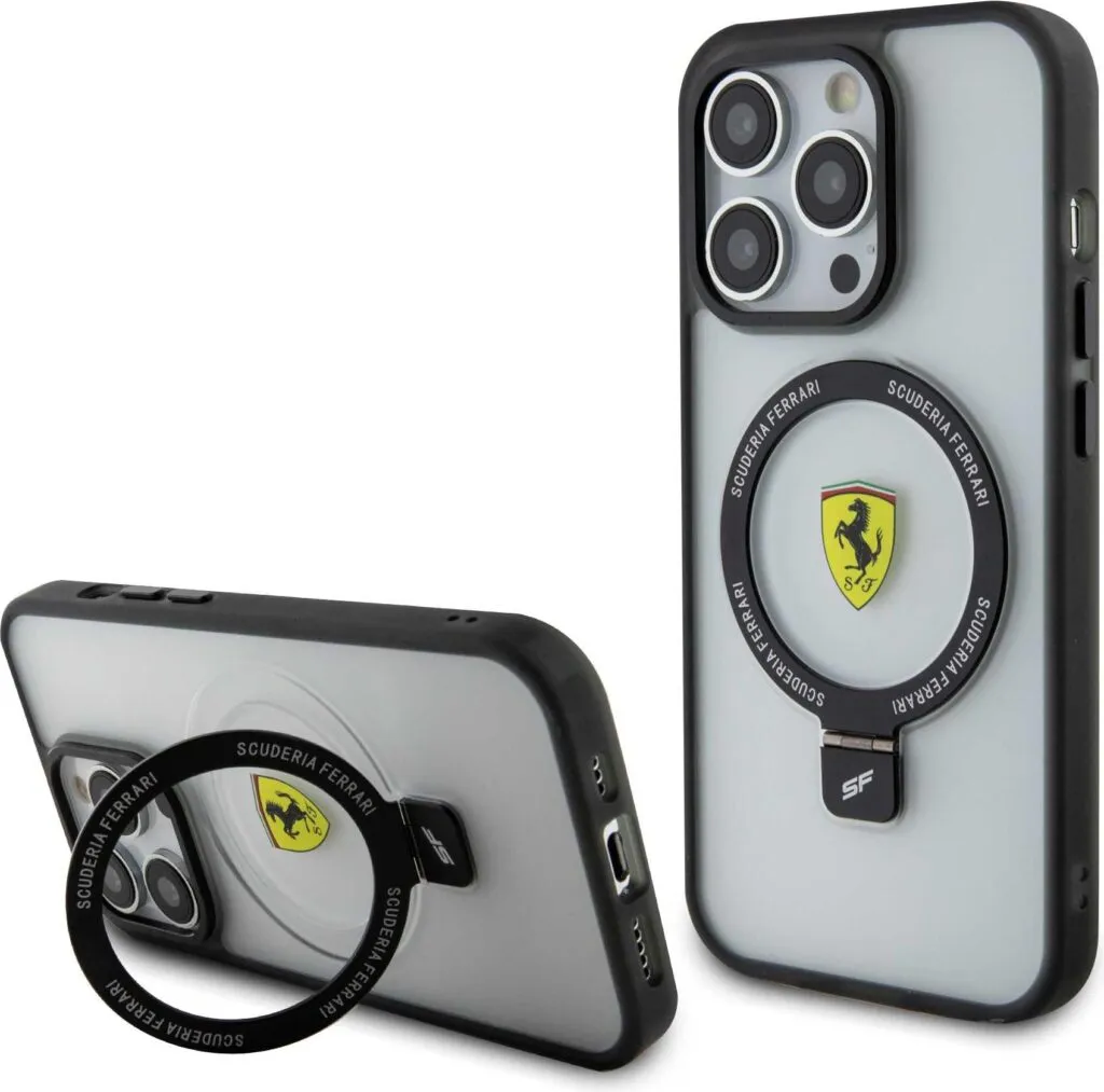 Ferrari Magsafe Ring Stand Case for iPhone 15 Pro - Transparent