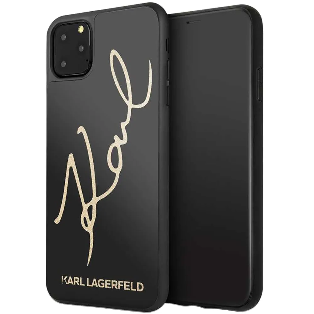 Karl Lagerfeld Schutzhülle mit Glitzer-Zeichen für Apple iPhone 11 Pro - Schwarz