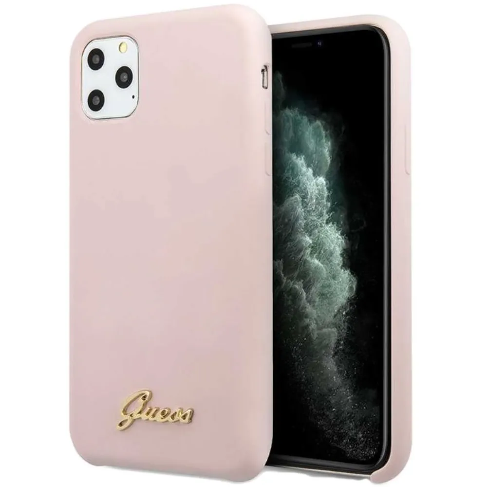 Guess Vintage Logo Silikonhülle für Apple iPhone 11 Pro - Hellrosa Guess Vintage Logo Silikonhülle für Apple iPhone 11 Pro - Hellrosa