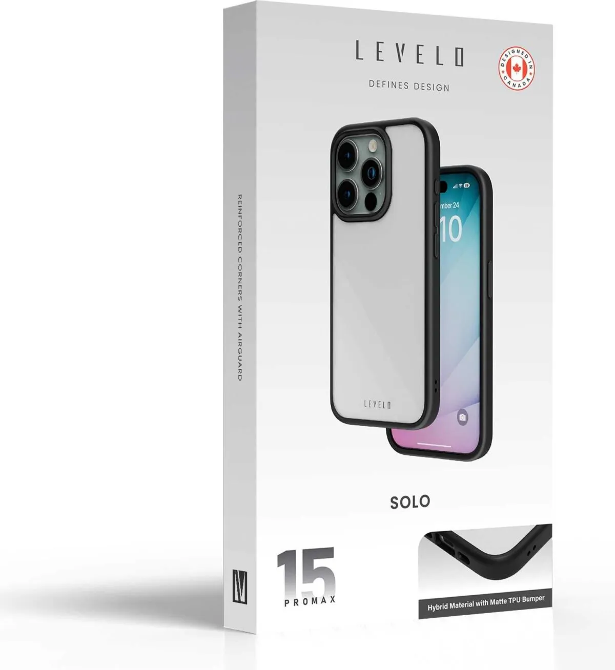 Levelo Solo Case For iPhone 15 - Black