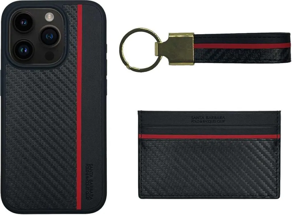 SBPRC Polo Apple Hazel Case,Card Bag,Key Chain)iPhone 15 Pro 6.1 Zoll -Black
