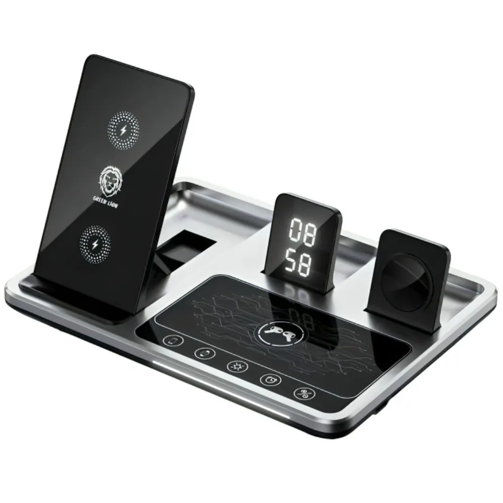 Green Lion 4 in 1 Drahtlose Ladestation 15W - Schwarz