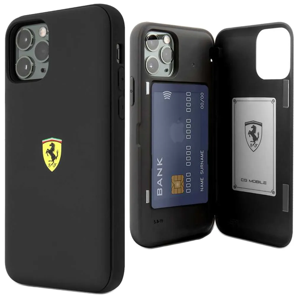 Ferrari Hülle mit Kartenfach & Magnetverschluss Apple iPhone 11 Pro - Schwarz