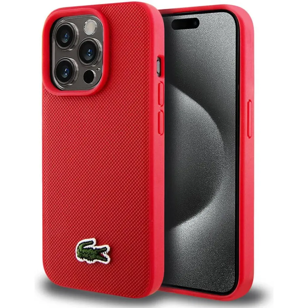 Lacoste Magsafe Iconic Petit Pique für Apple iPhone 15 Pro - Rot Lacoste Magsafe Iconic Petit Pique für Apple iPhone 15 Pro - Rot