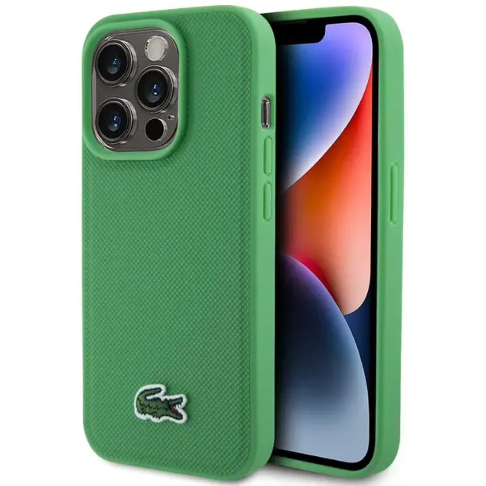 Lacoste Magsafe Iconic Petit Pique Hülle für Apple iPhone 15 Pro - Grün Lacoste Magsafe Iconic Petit Pique Hülle für Apple iPhone 15 Pro - Grün
