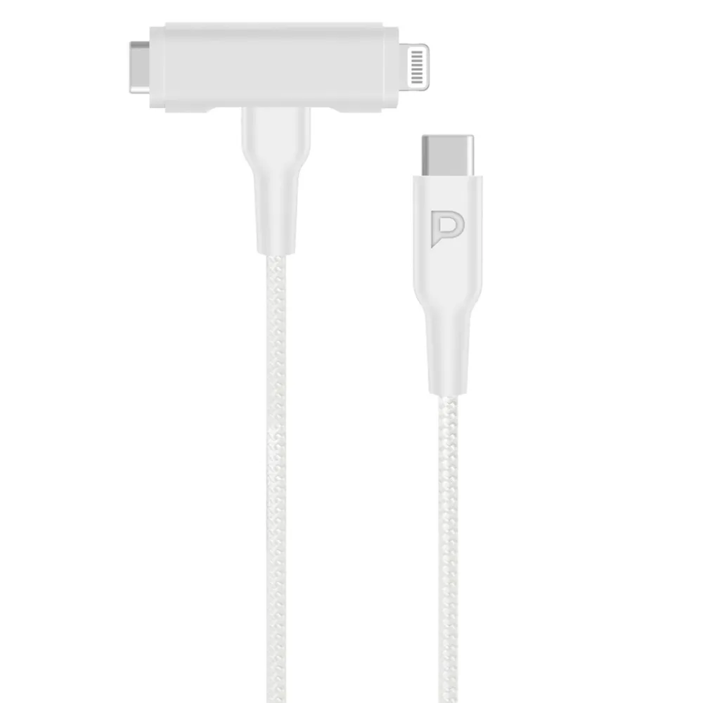 Powerology USB-C auf USB-C und Lightning Kabel 60w - Weiss
