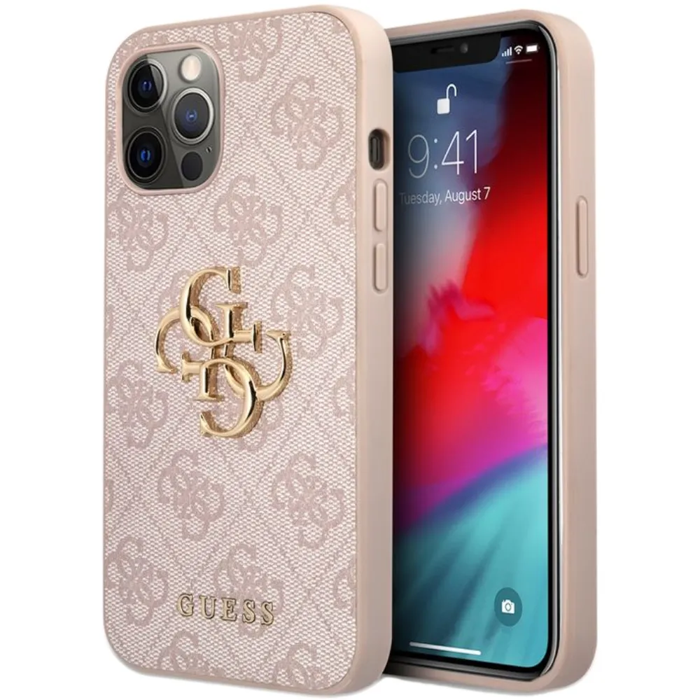 Guess Hartschalenhülle Metalllogo für Apple iPhone 12 / 12 Pro - Rosa