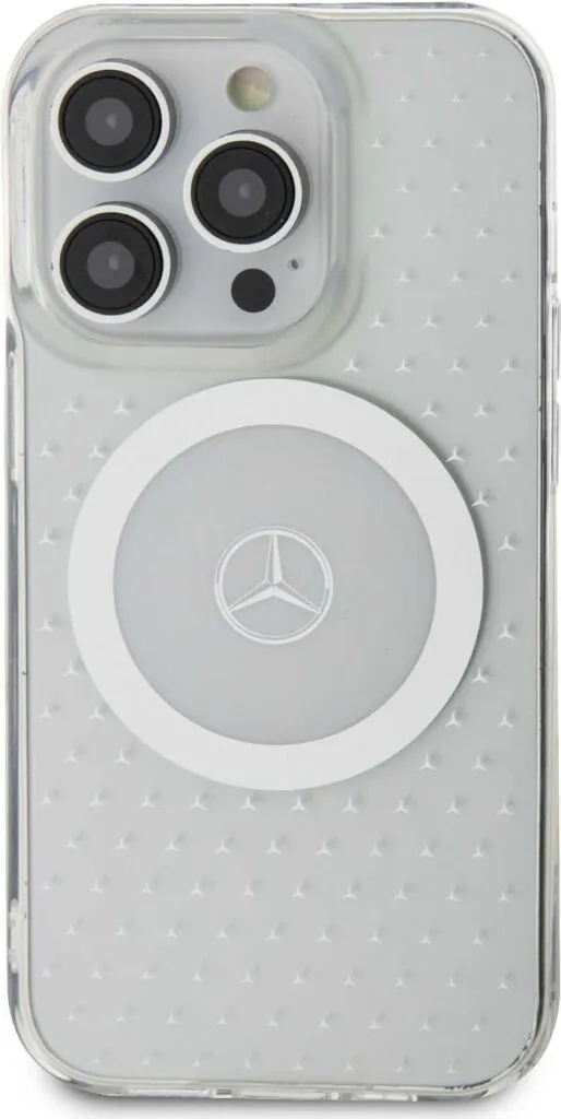 Mercedes-Benz Mgsafe Transparent Case With Star Pattern for iPhone 15 Pro-White