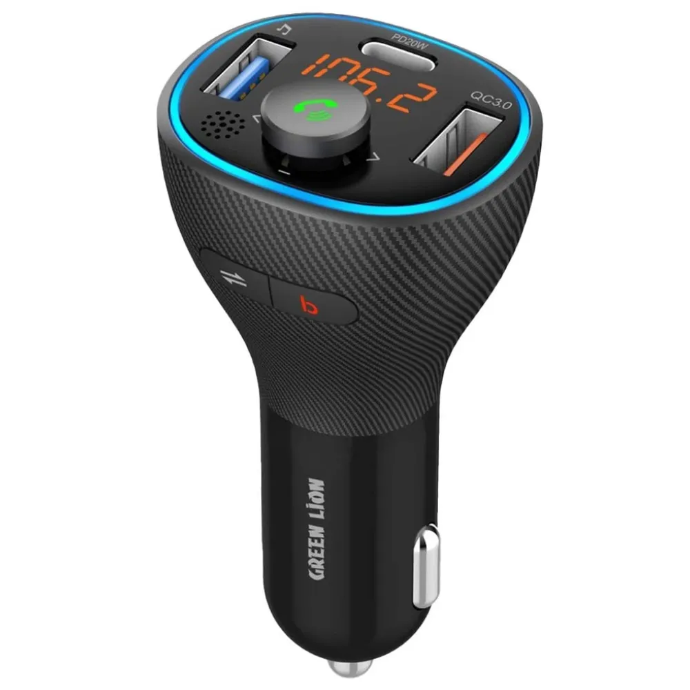 Green Lion kabelloses Freisprech Kit mit integriertem FM Transmitter - Schwarz