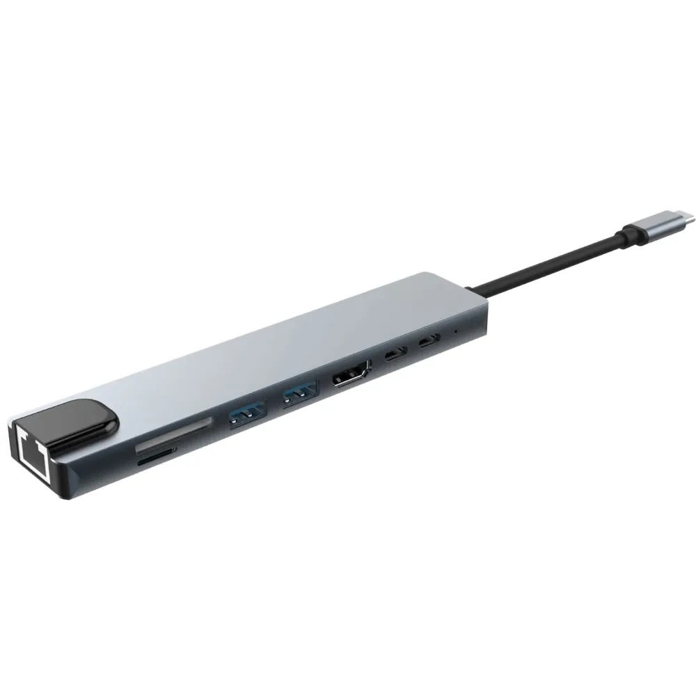 Green Lion 8 in 1 USB-C Hub - Grau