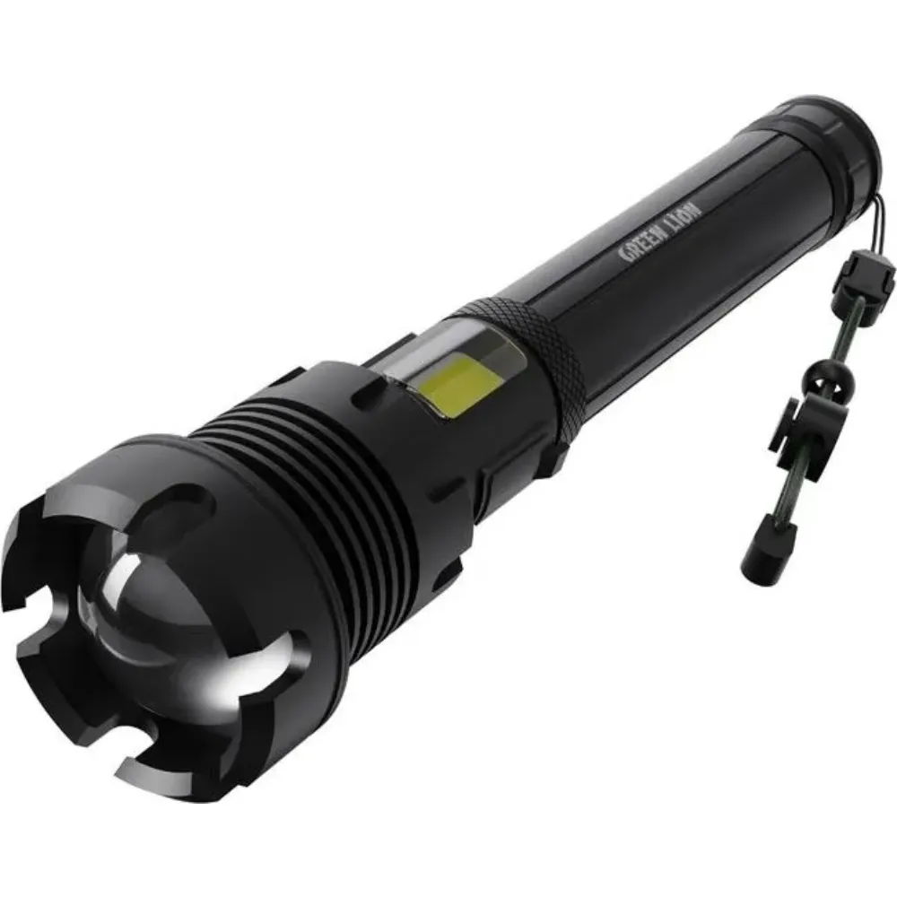 Green Lion 2 in 1 Wiederaufladbare Taschenlampe 18W LED - Schwarz
