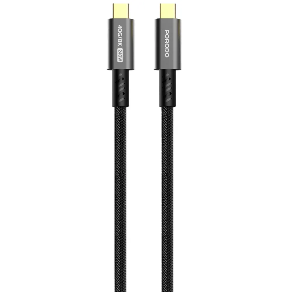Porodo Typ-C auf Typ-C Kabel 240w 8K - Schwarz