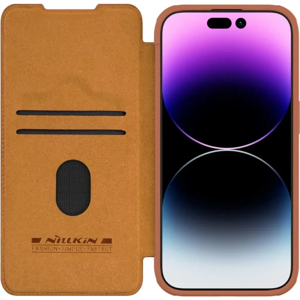 Nillkin Qin Pro Camshield Hülle Apple iPhone 15 Pro Max - Braun