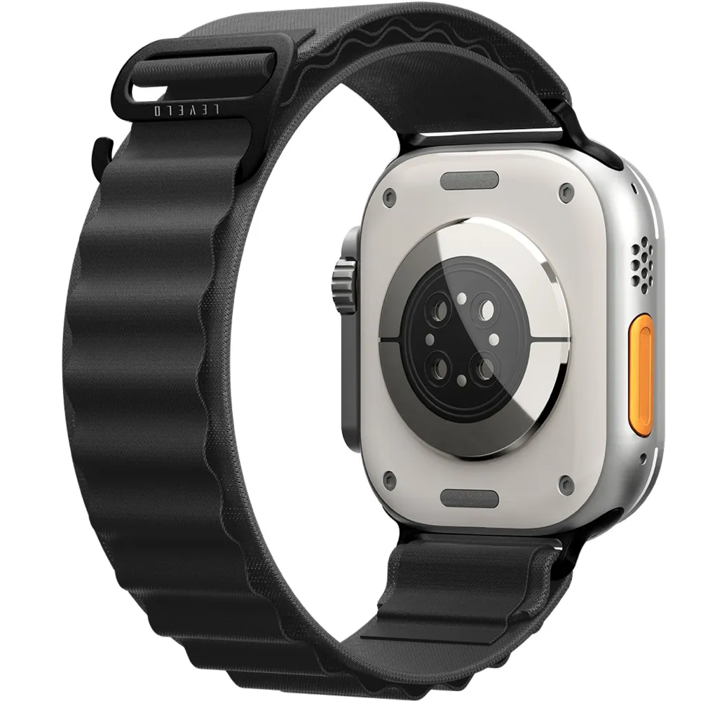 Levelo Ace Loop Nylon Uhrenarmband 49mm - Schwarz Levelo Ace Loop Nylon Uhrenarmband 49mm - Schwarz