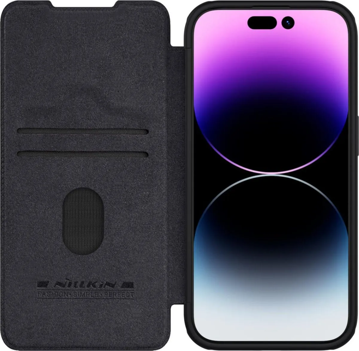 Nillkin Qin Leather Case For iPhone 15 Pro Max - Black
